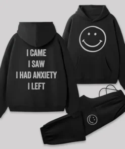 Social Anxiety Chronicles Front and Back Printed Geek Fleece Hoodie Set