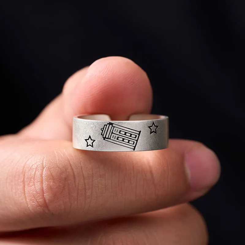 TARDIS Geek Silver Band Ring