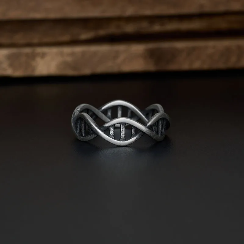 DNA Geek Silver Band Ring