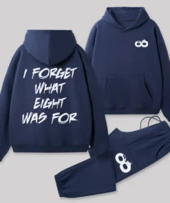 Alternative view of I FORGET WHAT EIGHT WAS FOR Front and Back Printed Geek Fleece Hoodie Set