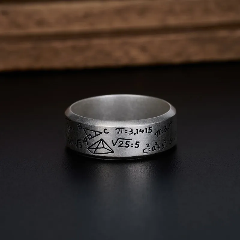 Math Eternal Geek Silver Band Ring