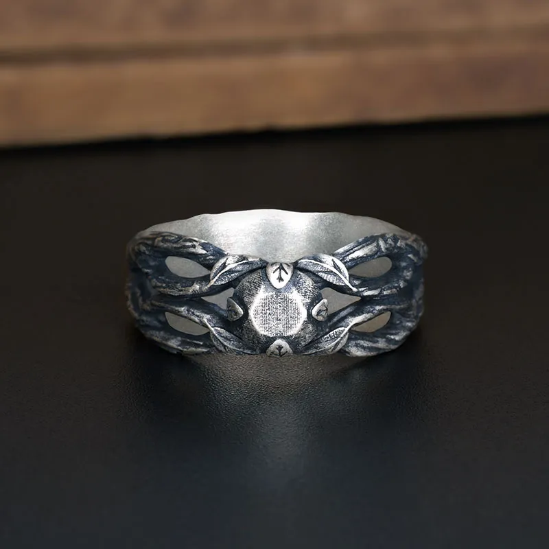 Elven Peridot Geek Silver Band Ring