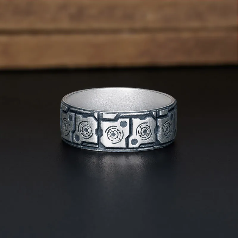 Techno Geek Silver Band Ring