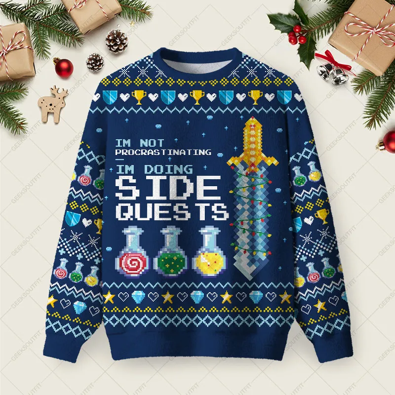 Im Not Procrastinating Ugly Christmas Fuzzy Fleece Sweatshirt