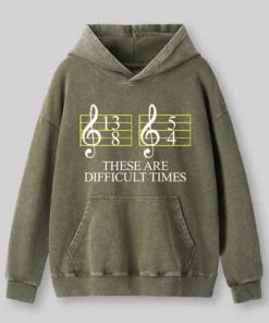 Alternative view of Music Difficult Times Geek Washed Hoodie