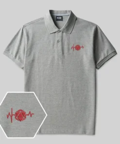D20 Heartbeat Geek Embroidered Polo Shirts