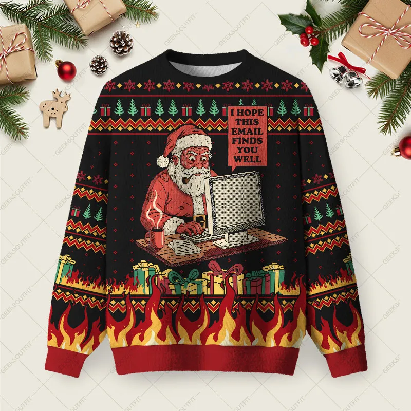 I Hope This Email Finds You Well Ugly Christmas Fuzzy Fleece Sweatshirt