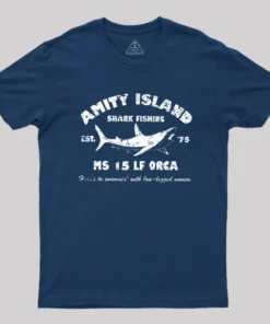 Alternative view of Amity Island Shark Fishing Est 1975 Geek T-Shirt