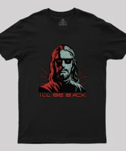 Alternative view of Jesus Terminator I'll Be Back Geek T-Shirt