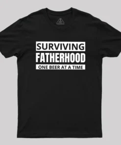 Alternative view of Surviving Fatherhood One Beer At A Time Geek T-Shirt