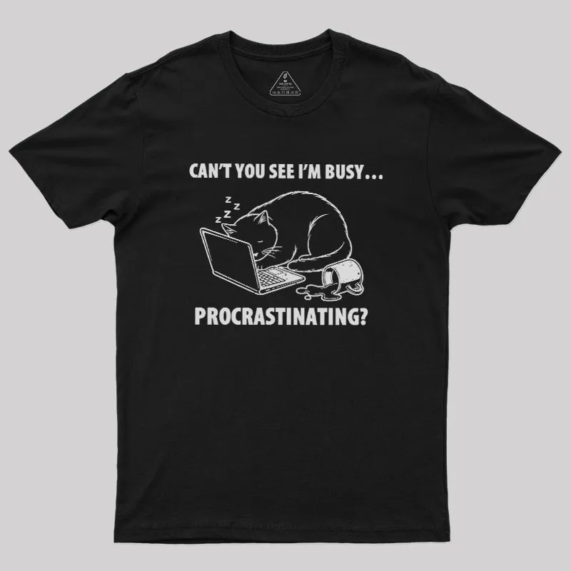 Procrastination Cat Geek T-Shirt