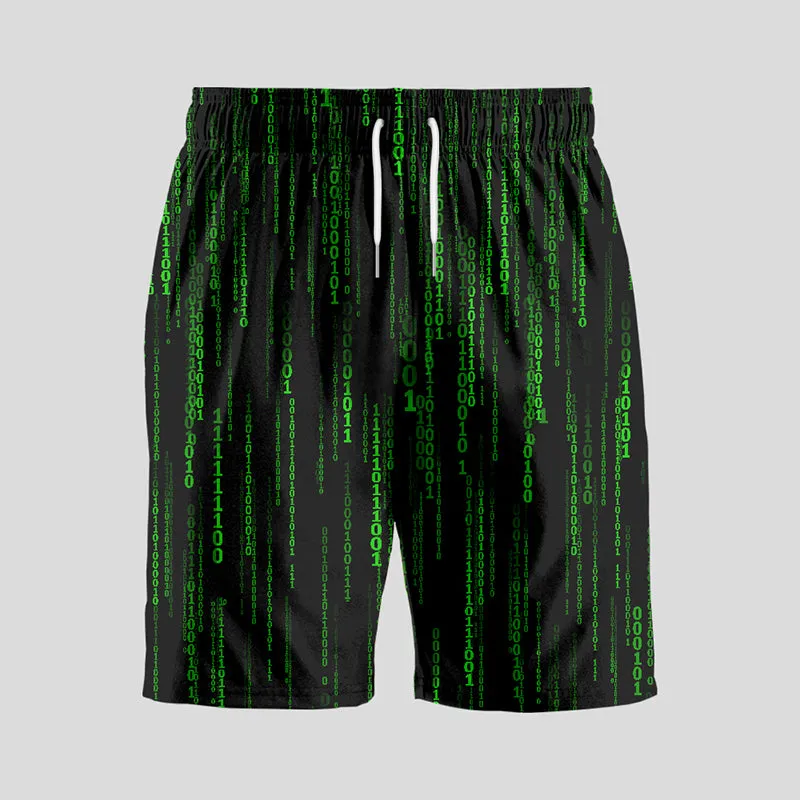 Follow the White Rabbit Black Green Design Art Geeky Drawstring Shorts