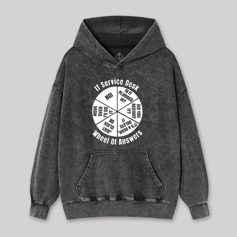 It Service Desk Wheel Of Answer Nerd Washed Hoodie - Image 3