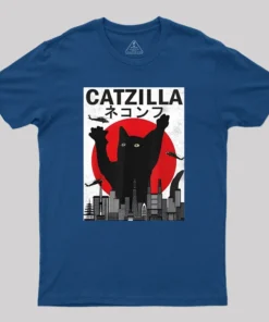 Alternative view of Vintage Catzilla Japanese Sunset Style T-Shirt