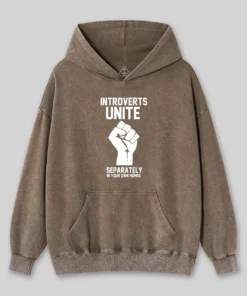 Alternative view of Introverts Unite Geek Washed Hoodie