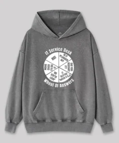 It Service Desk Wheel Of Answer Nerd Washed Hoodie