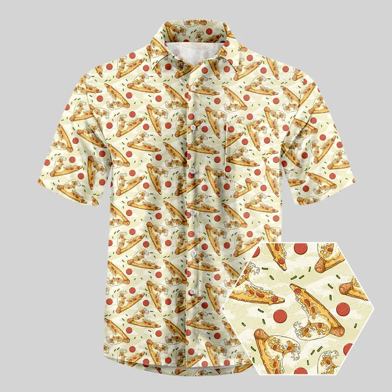 Pizza Surfboard Button Up Pocket Shirt
