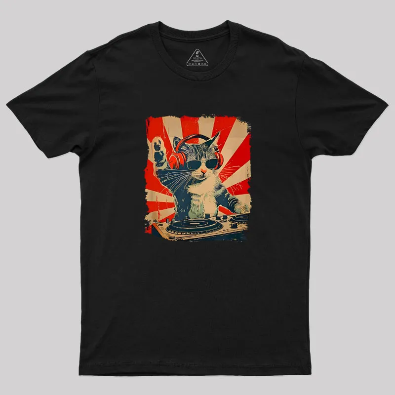 Rock Music Cat Vintage Geek T-Shirt