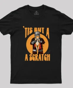 Alternative view of Tis But A Scratch The Black Knight Vs Cat Knight & Kitt Geek T-Shirt