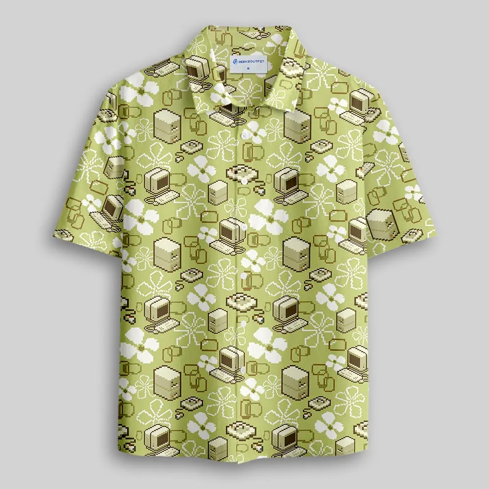 Retro Tech Tropics Button Up Pocket Shirt