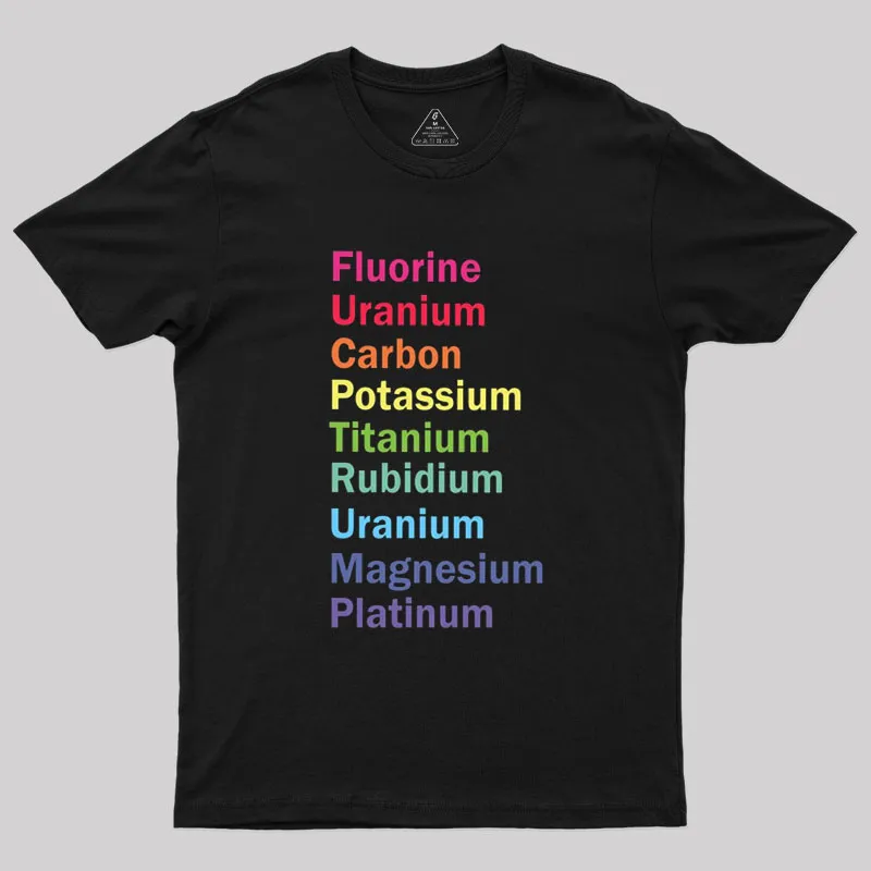 Fluorine Uranium Carbon Potassium Geek T-Shirt