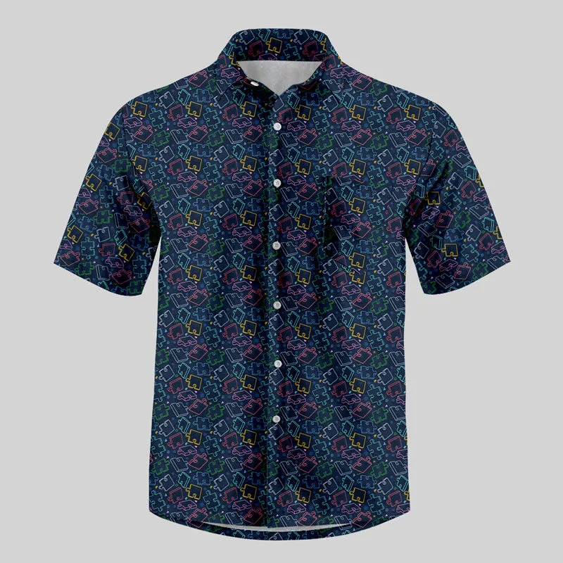 Puzzle Pieces Button Up Pocket Shirt