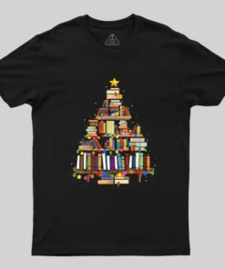Book Tree Christmas Geek T-Shirt