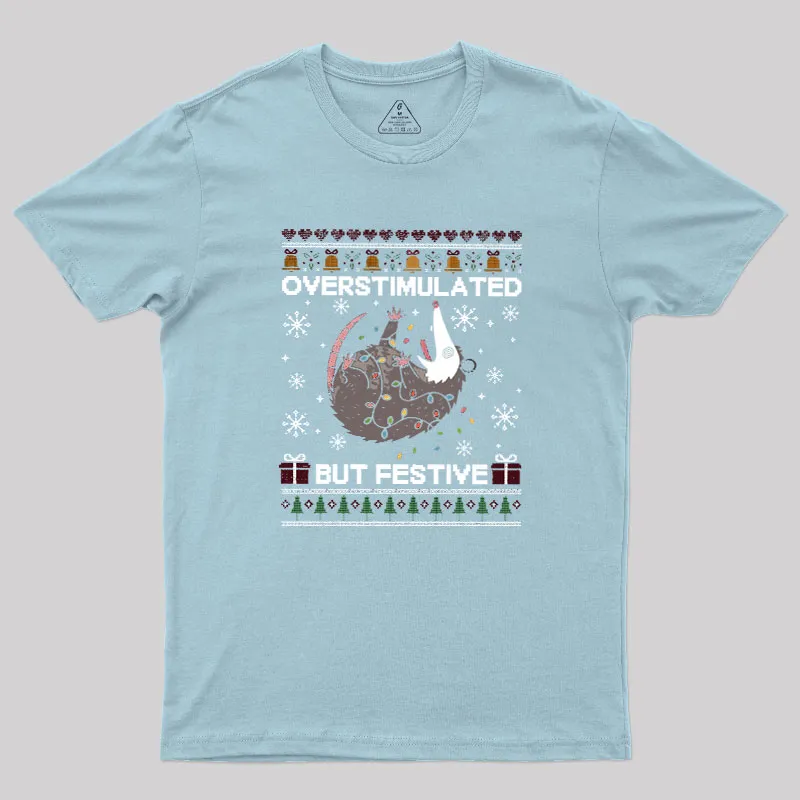 Overstimulated But Festive Possum Geek T-Shirt - Image 10