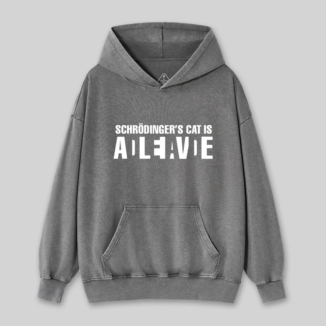 Schr?dinger's Cat ADLEIAVDE Geek Science Washed Hoodie - Image 3