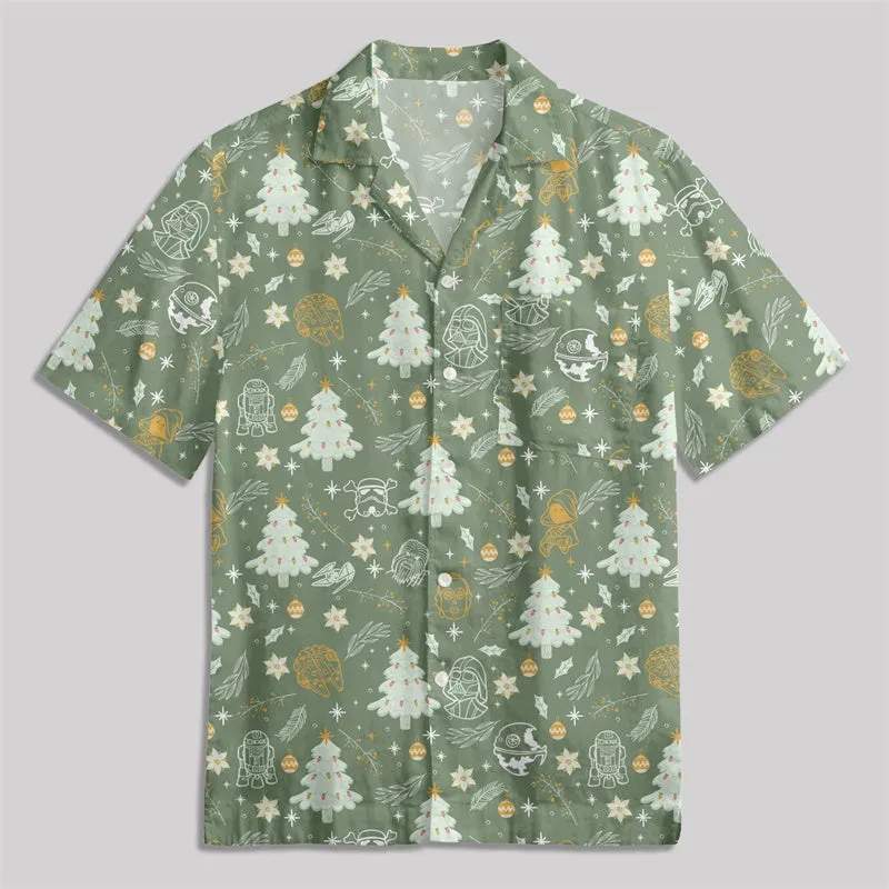 Christmas Scifi Wars Space Ship Button Up Pocket Shirt - Image 2