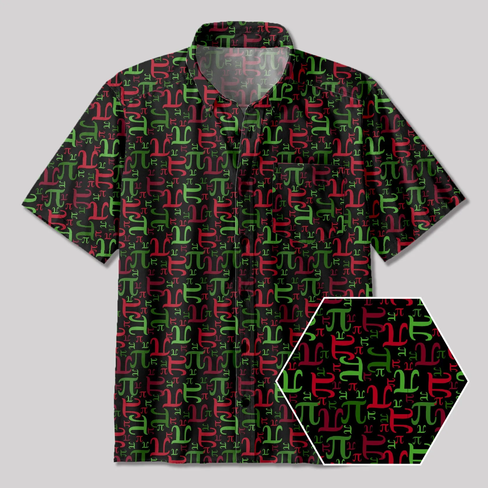 Math Christmas PI Button Up Pocket Shirt