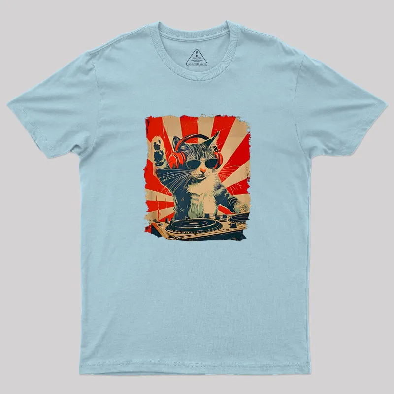 Rock Music Cat Vintage Geek T-Shirt - Image 10