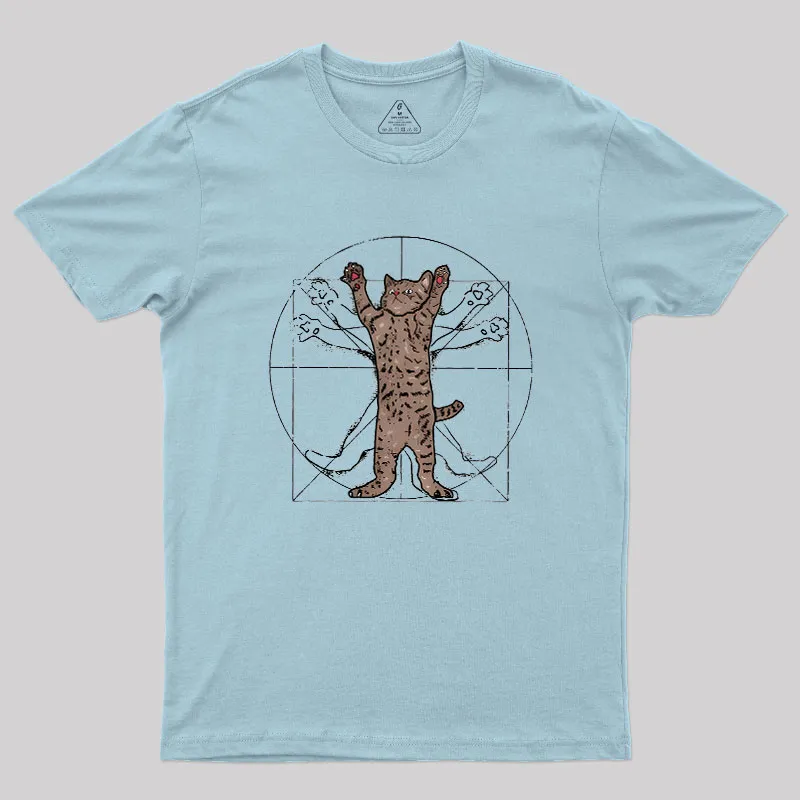 Vitruvian Cat Geek T-Shirt - Image 10