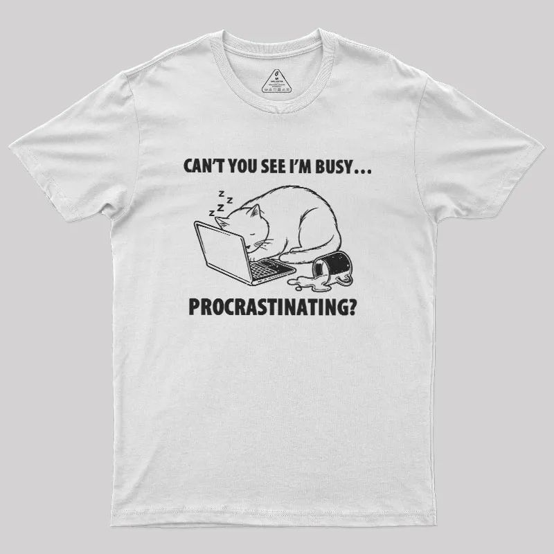 Procrastination Cat Geek T-Shirt - Image 11