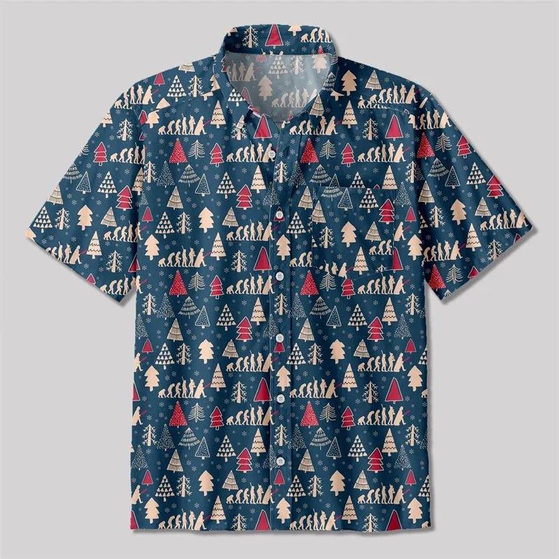 Christmas Tree Button Up Pocket Shirt