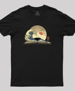 Alternative view of The Great Wave of Knowledge Geek T-Shirt