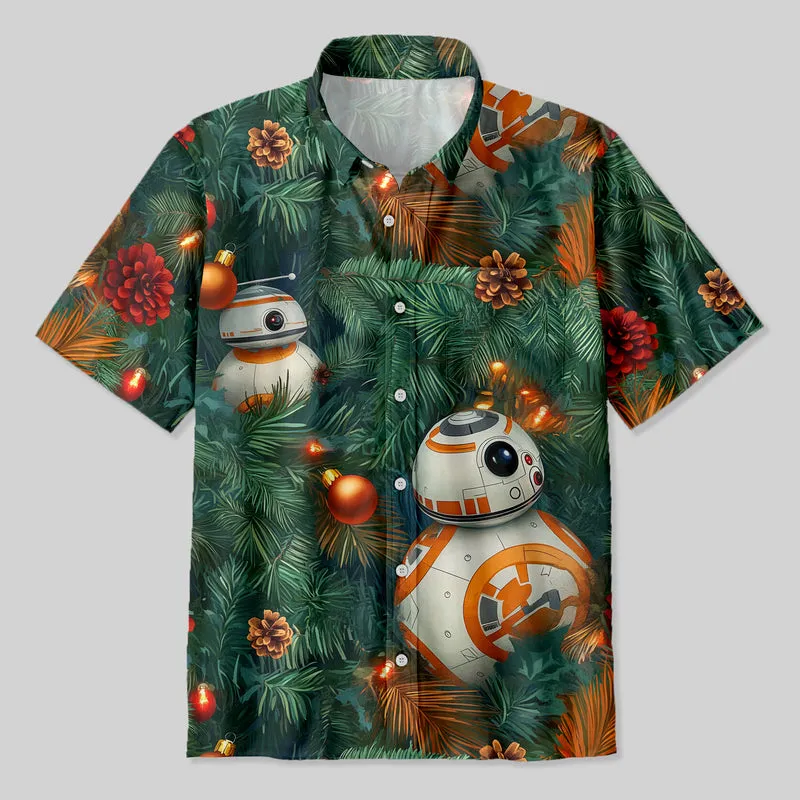 Christmas BB-8 Button Up Pocket Shirt