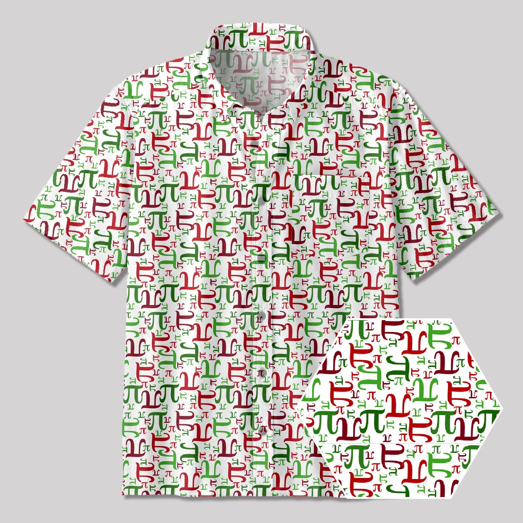 Math Christmas PI Button Up Pocket Shirt - Image 3