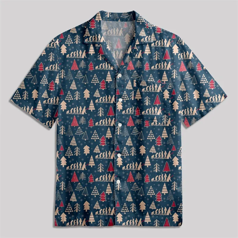 Christmas Tree Button Up Pocket Shirt - Image 3