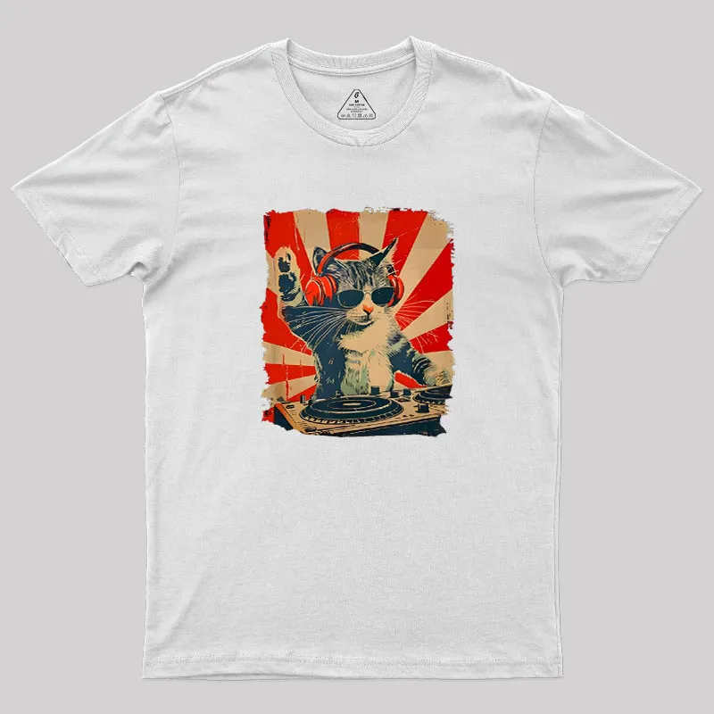Rock Music Cat Vintage Geek T-Shirt - Image 11