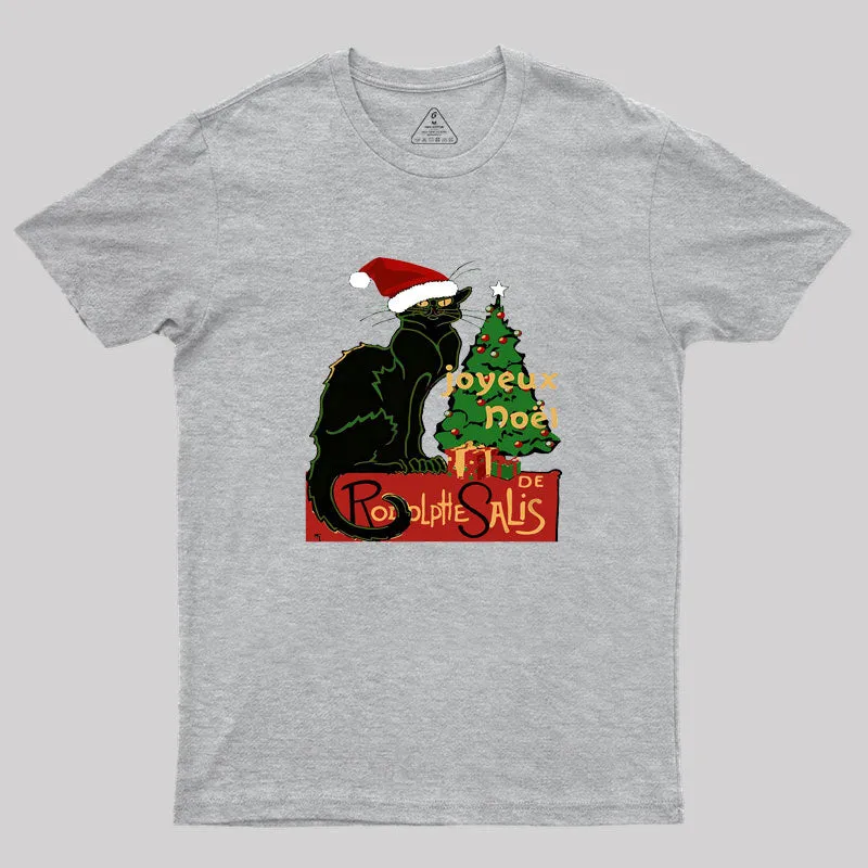 Joyeux Noel Le Chat Noir Spoof With Yule Tree v2 Geek T-Shirt - Image 5