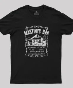 Alternative view of Martini's Bar It's A Wonderful Life Geek T-Shirt