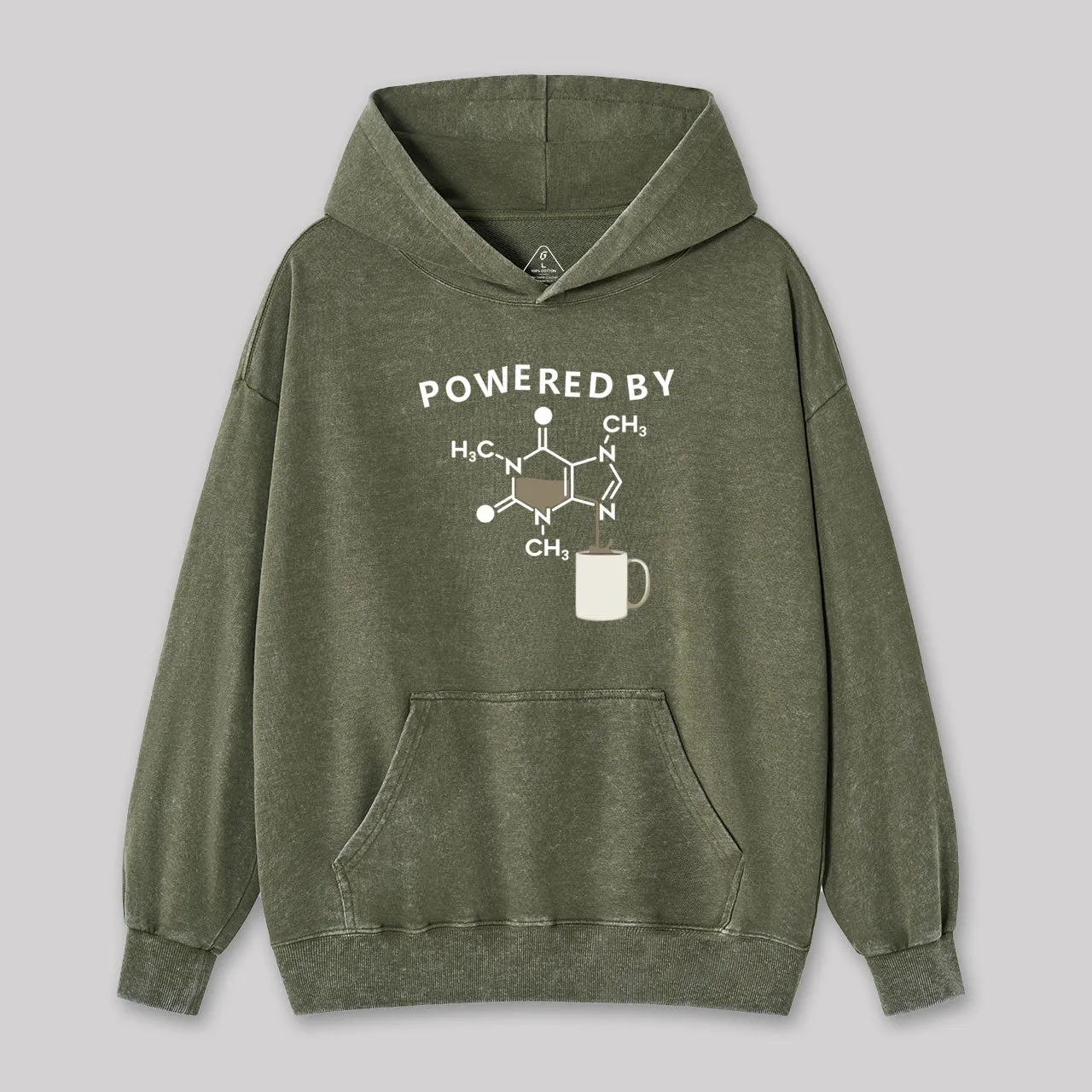 Powered By Caffeine Washed Hoodie - Image 3