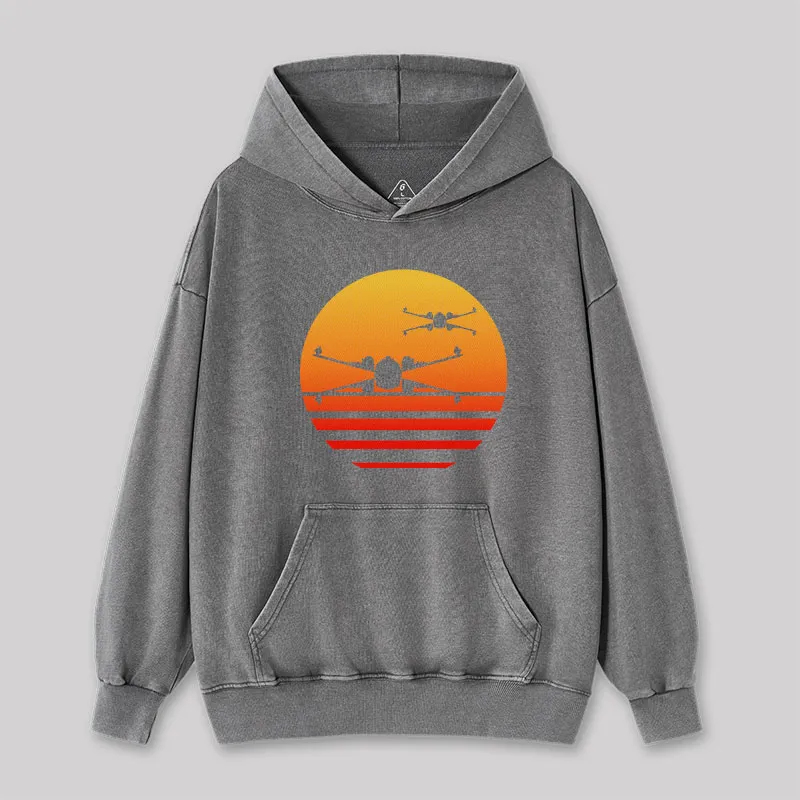 Sunset Wing Starfighter Washed Hoodie - Image 2