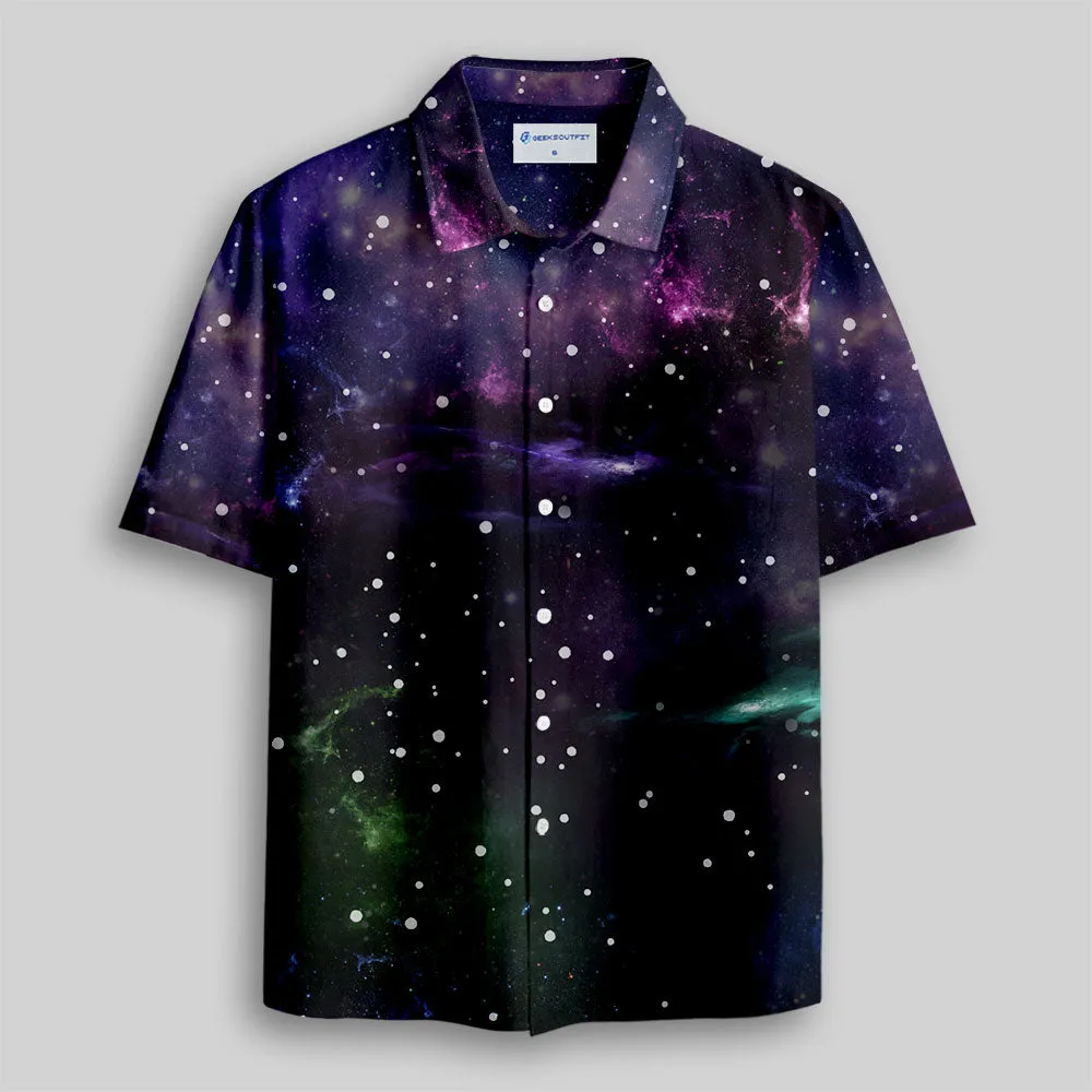 Beautiful Nebula Outer Space Button Up Pocket Shirt
