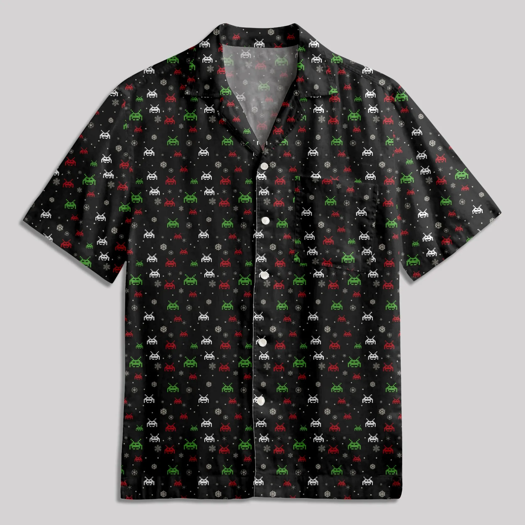 Christmas Retro Game Elements Button Up Pocket Shirt - Image 2