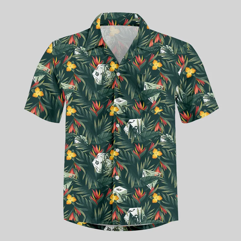 DND Multi Sided Dice in The Flower Cluster Button Up Pocket Shirt - Image 3
