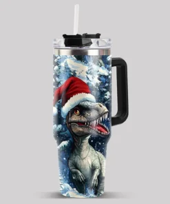 Christmas Cedar Jurassic Dinosaur 40oz Tumbler