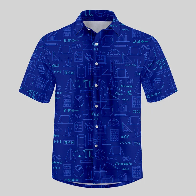 Math Geometry Cube Formula Pi Elements Button Up Pocket Shirt