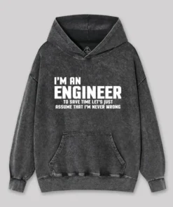 Alternative view of I'm An Engineer Funny Quote Active Washed Hoodie